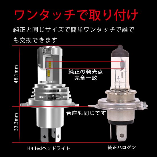 Linksauto LED H4 Hi/Lo ヘッドライト 車用 トヨタ エスティマ H11.12～H15.4 MCR、ACR30・40系 バルブ  新基準車検対応 2個入り 1年保証 - linksautoでは、後付けパワーバックドア、サイドドアクロージャー(クローザー)、LED