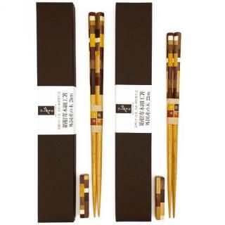 神奈川県 箱根寄木細工箸（箱根の木） 箸置き付 22cm・24cm - は