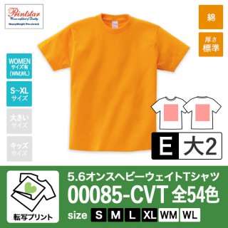 [TP-E] 5.6オンスヘビーウェイトTシャツ 全54色 S〜XL 転写E(大2)