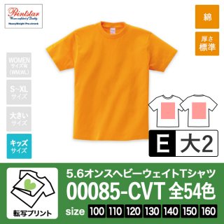 [TP-E] 5.6オンスヘビーウェイトTシャツ 全54色 100-160 転写E(大2)