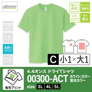 [TP-C] 4.4オンスドライTシャツ 全45色 3L-5L 転写C(小1+大1)