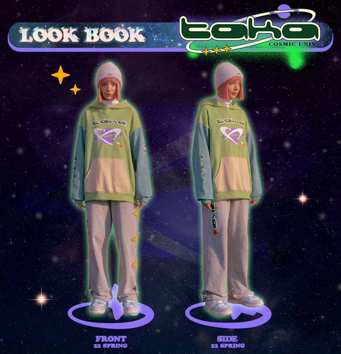 TAKA ORIGINAL タカオリジナル パーカー Cosmic Univ two-tone logo Hoodie - IMPORT  CLOTHING Fleek's