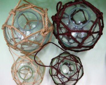 穴あきガラス浮き玉NO.7 （ネット外径230φ） 漁業 花瓶 浮玉
