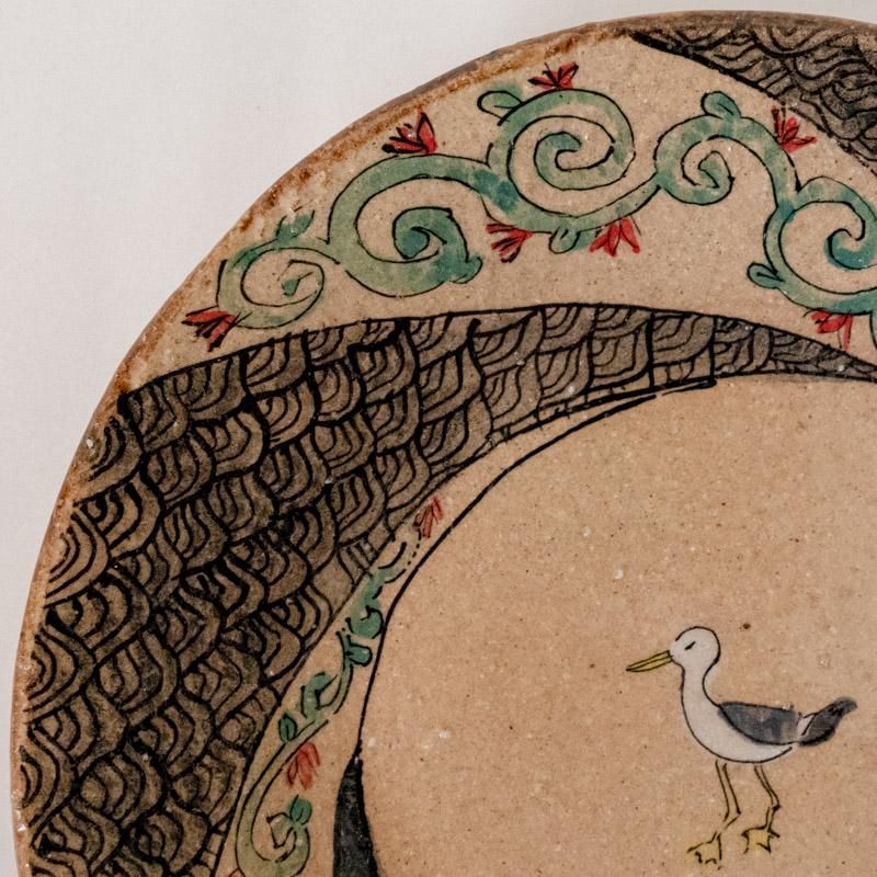 脇山さとみ 蓮絵皿 蓮湯呑み セット 美術品・アンティーク