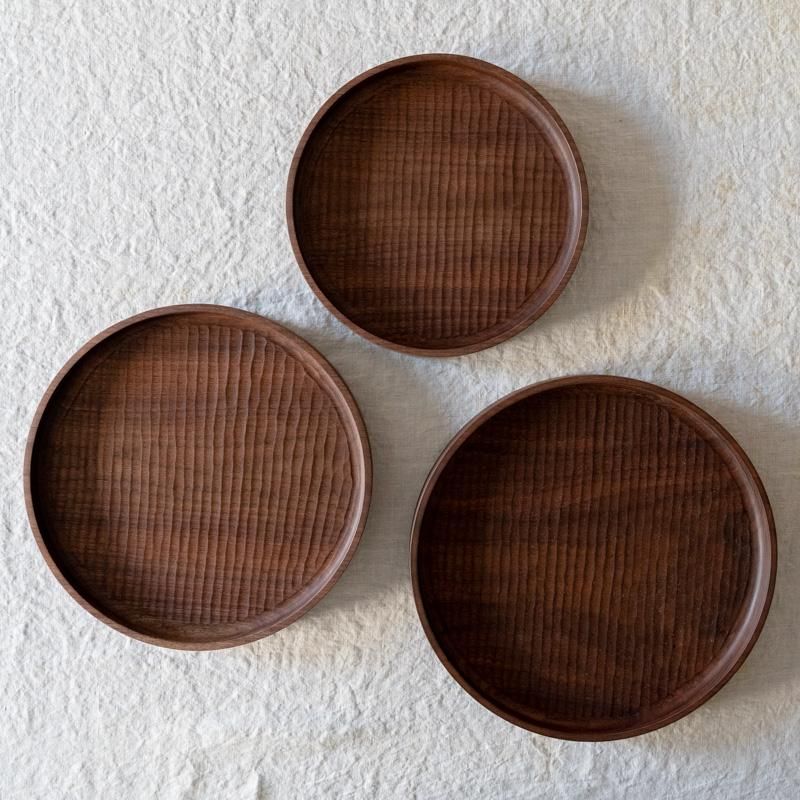 堀 宏治 】丸盆 ブラックウォルナット 28cm 堀宏治 / 丸盆 ブラック