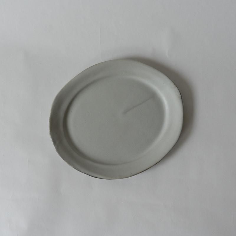 馬場勝文 白磁マットリムオーバル 22.5×20cm