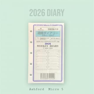 <img class='new_mark_img1' src='https://img.shop-pro.jp/img/new/icons11.gif' style='border:none;display:inline;margin:0px;padding:0px;width:auto;' />ASHFORD(アシュフォード)2026年 週間ダイアリー(見開き2週間式)No.2602-026