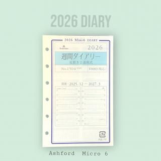 <img class='new_mark_img1' src='https://img.shop-pro.jp/img/new/icons11.gif' style='border:none;display:inline;margin:0px;padding:0px;width:auto;' />M6リフィル  2026年 週間ダイアリー(見開き2週間式)グレース紙 No.1504-026