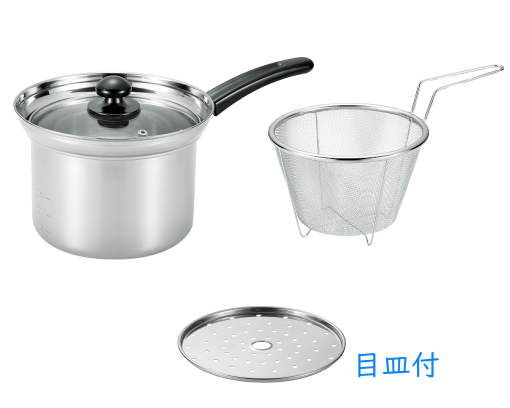 鍋 まいにち使いの多用途お鍋 深型片手鍋18cm(ザル付・目皿付 鍋 まいにち使いの多用途お鍋 深型片手鍋18cm(ザル付・目皿付