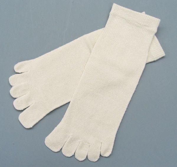 重ね履き・絹5本指ソックス(かかとなし) 絹100% 生成 22〜24cm *