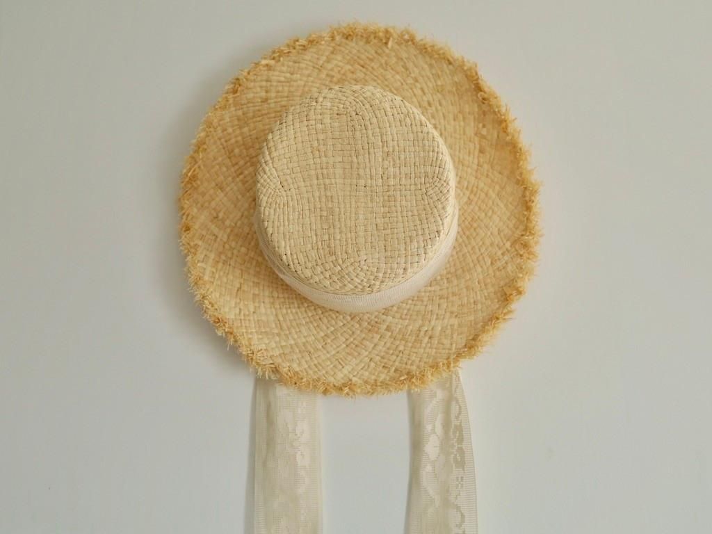 Straw Hat with Italian Lace for Mama - suess (ジュース Straw Hat with Italian Lace for Mama - suess (ジュース