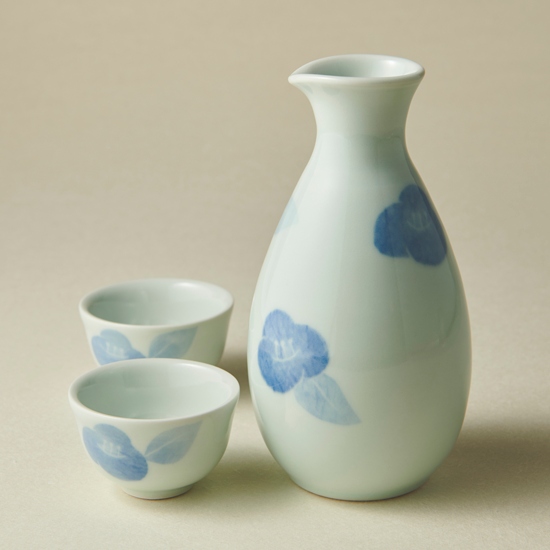 2合徳利&お猪口/椿large sake bottle & cup - 【砥部焼窯元の通販