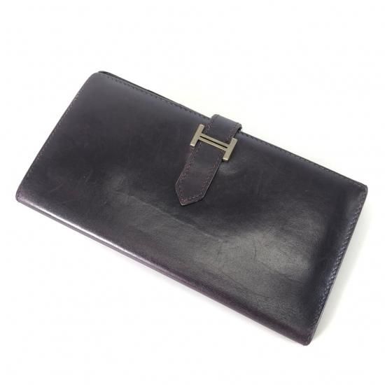 B0646 エルメス ベアン ボックスカーフ 長財布 パープル ブランドじぇいそん B0646 エルメス ベアン ボックスカーフ 長財布 パープル ブランドじぇいそん