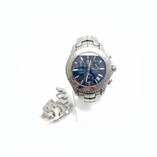 B0956 タグホイヤー リンク クロノグラフ Nu8054 3針デイト 腕時計 青文字盤 コマあり ブランドじぇいそん B0956 タグホイヤー リンク クロノグラフ Nu8054 3針デイト 腕時計 青文字盤 コマあり ブランドじぇいそん