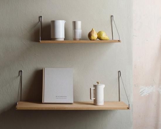 Single Shelf | Natural Oak | D20 W80 | Steel Brackets - FRAMA Single Shelf | Natural Oak | D20 W80 | Steel Brackets - FRAMA