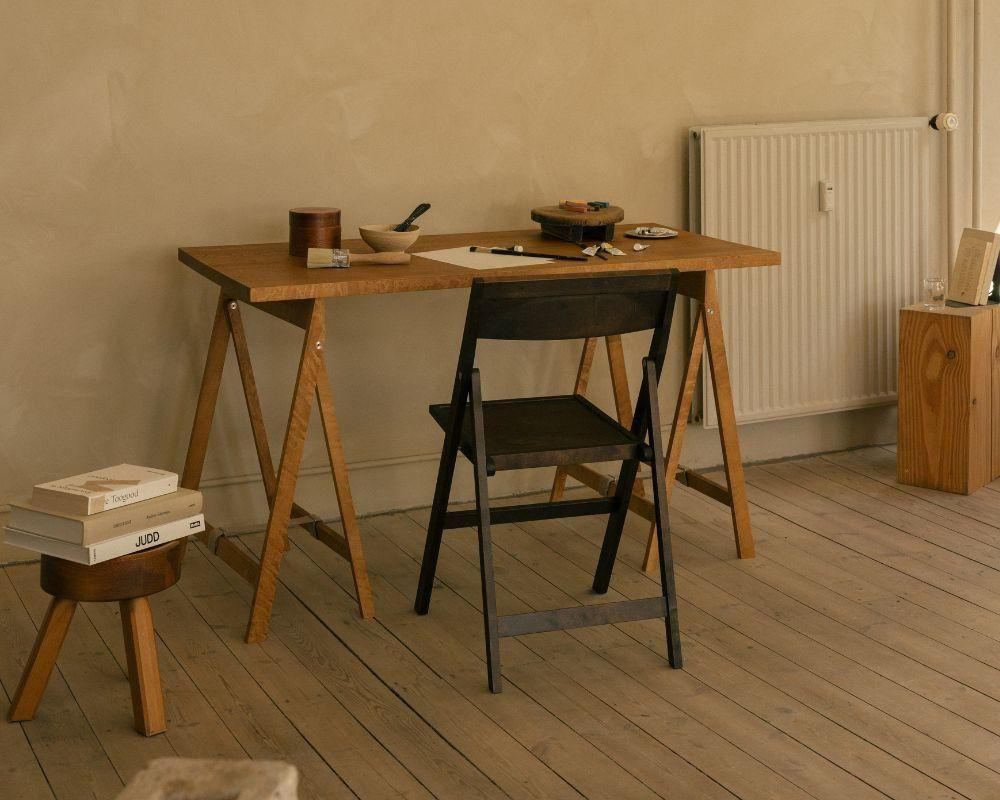 Folding Flat Table Trestles | Warm Brown Birch (sub)