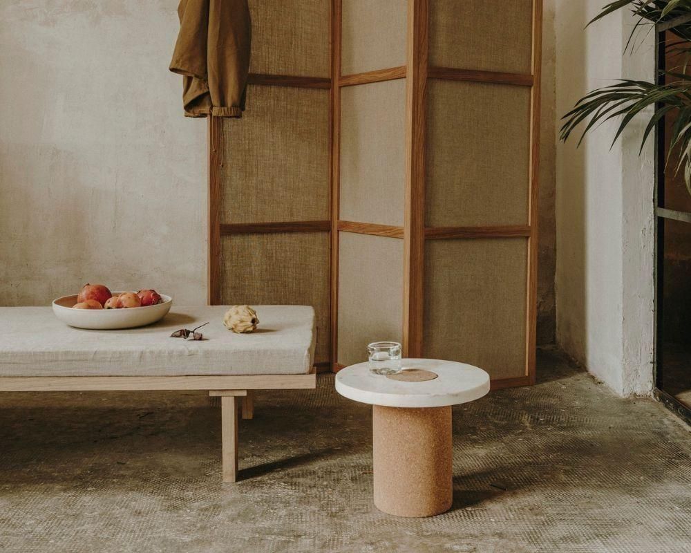 Sintra Table | White Marble / Cork | Small (sub)