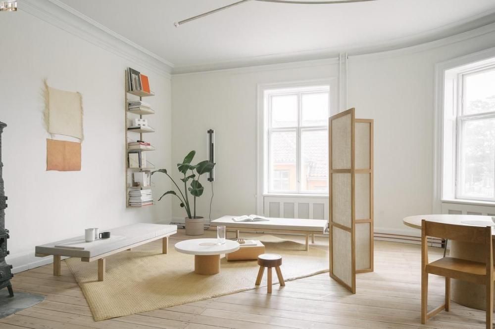 Frame Room Divider | Natural Oak / Linen | Three Panels (sub)