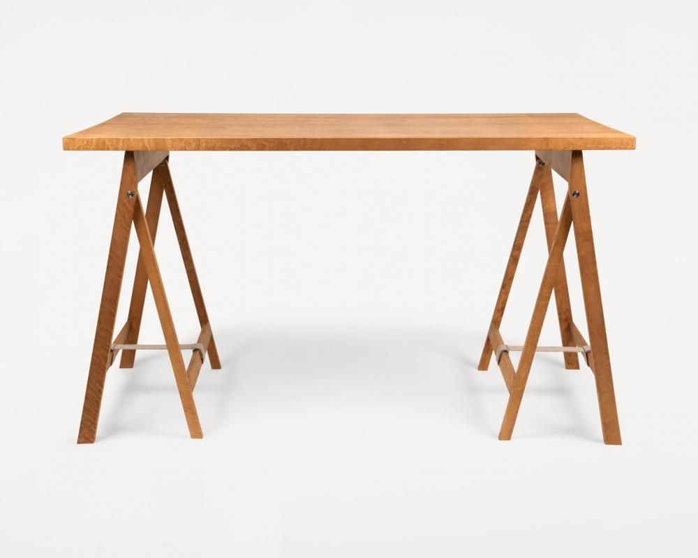 Folding Flat Trestle Table | Warm Brown Birch