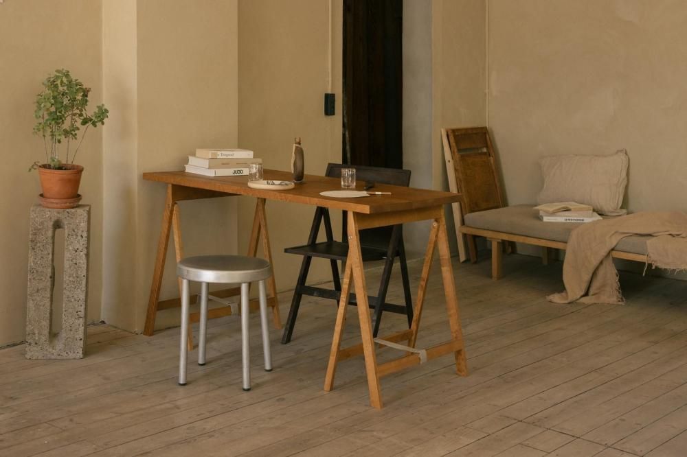 Folding Flat Trestle Table | Warm Brown Birch (sub)