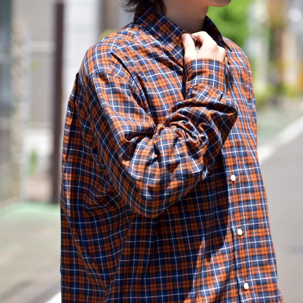 MARKAWARE (マーカウェア)|HUGE SHIRT ORANGE SOKTAS CHECK VIYELLA ...
