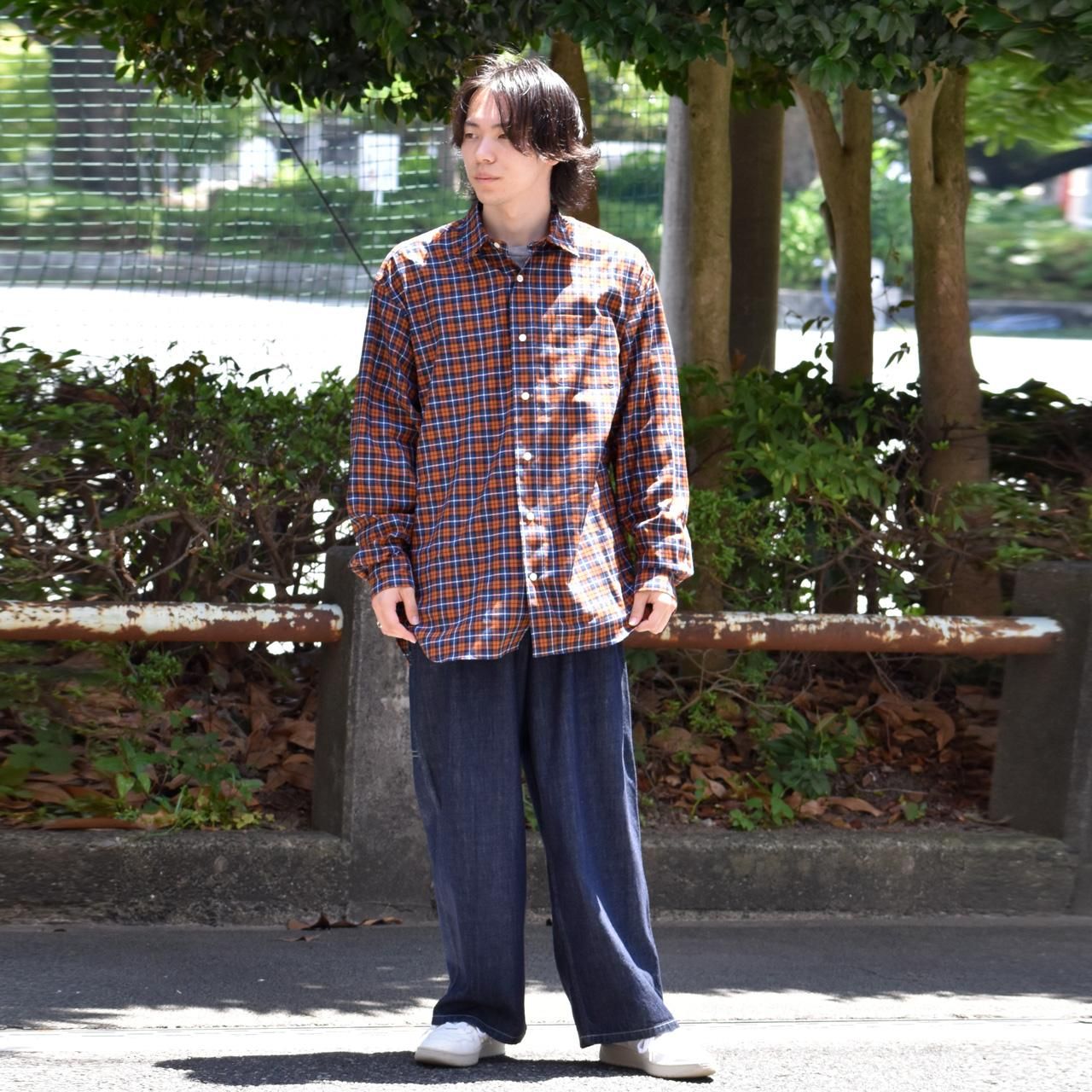 MARKAWARE (マーカウェア)|HUGE SHIRT ORANGE SOKTAS CHECK VIYELLA ...