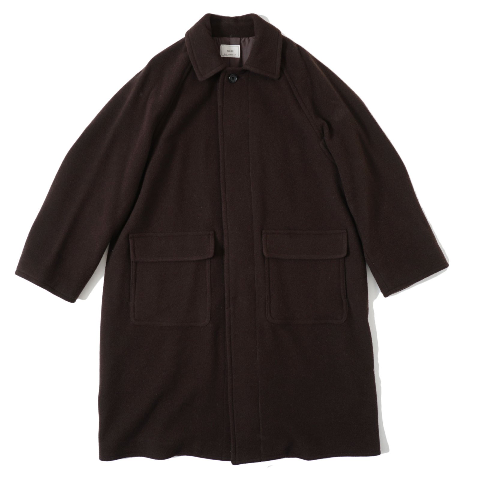 素材ウールevcon / wool stain collar coat - ロングコート