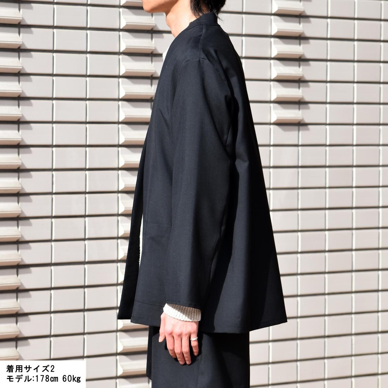 marka (マーカ)|LAPELLESS SHIRT JACKET BLACK 正規取扱店 通販サイト