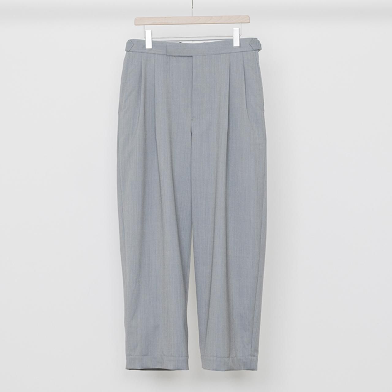 marka (マーカ)｜OFFICER PANTS 2TUCK WIDE BLUE BEIGE -2/60 WOOL TROPICAL MELANGE-