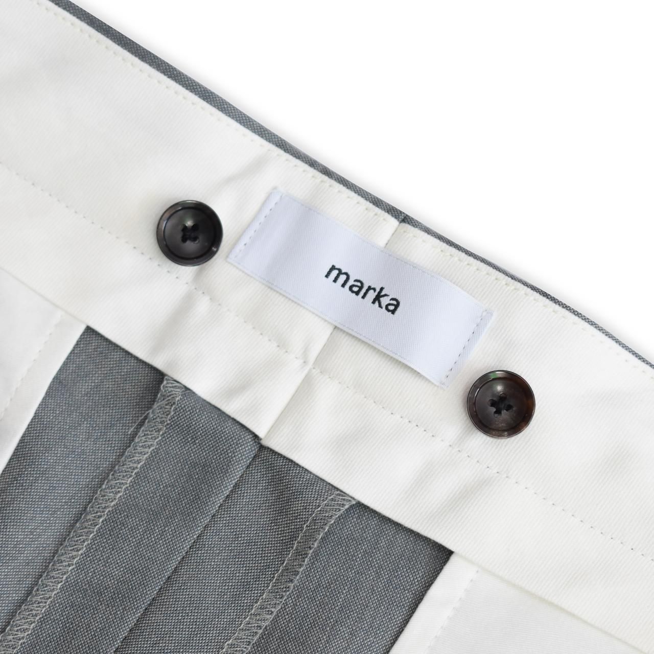 marka (マーカ)｜OFFICER PANTS 2TUCK WIDE BLUE BEIGE -2/60 WOOL TROPICAL MELANGE-