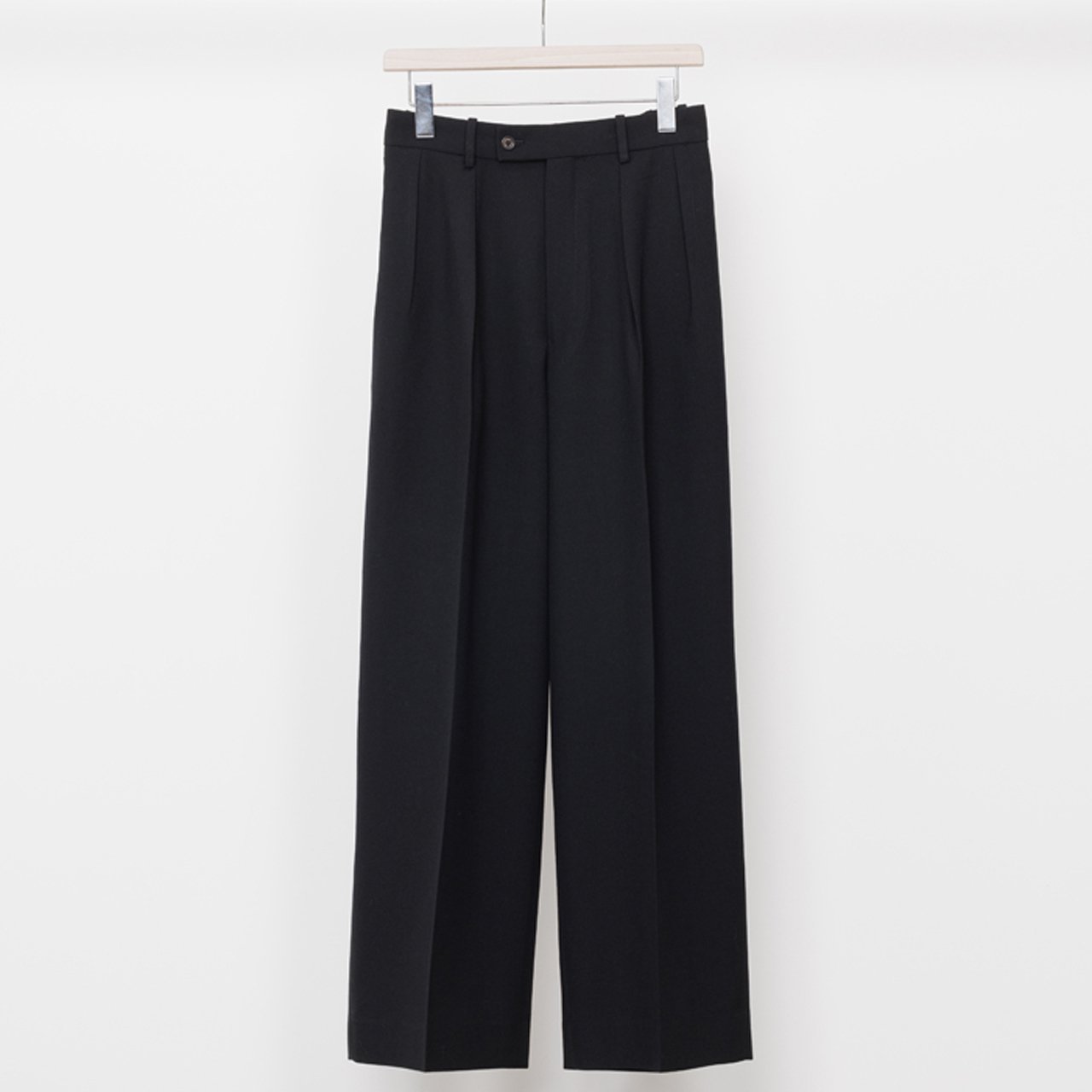 MARKAWARE (マーカウェア)｜DOUBLE PLEATED TROUSERS BLACK -ORGANIC WOOL SURVIVAL CLOTH-

