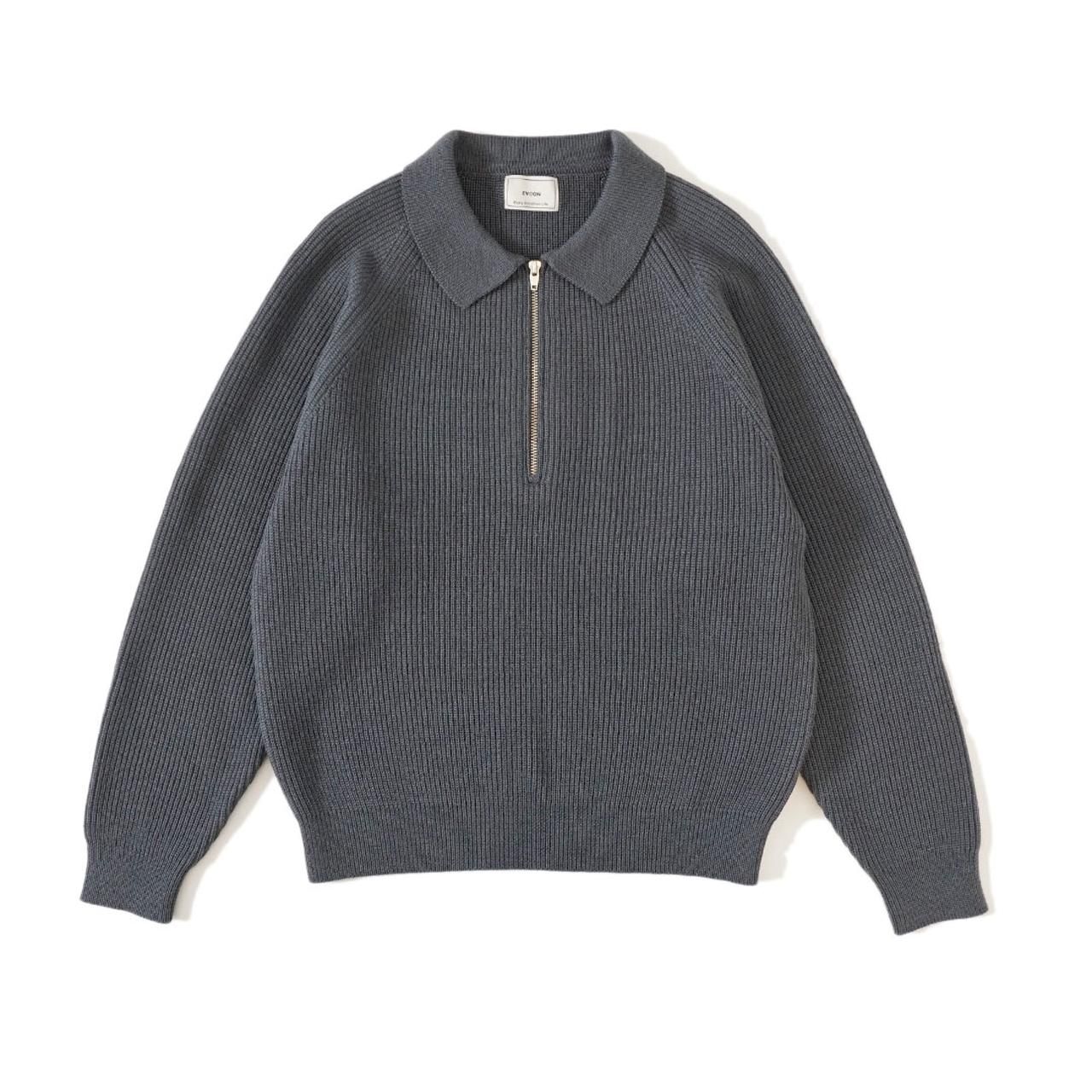 EVCON (エビコン)｜WOOL LOW GAGE HALF ZIP DARK GRAY