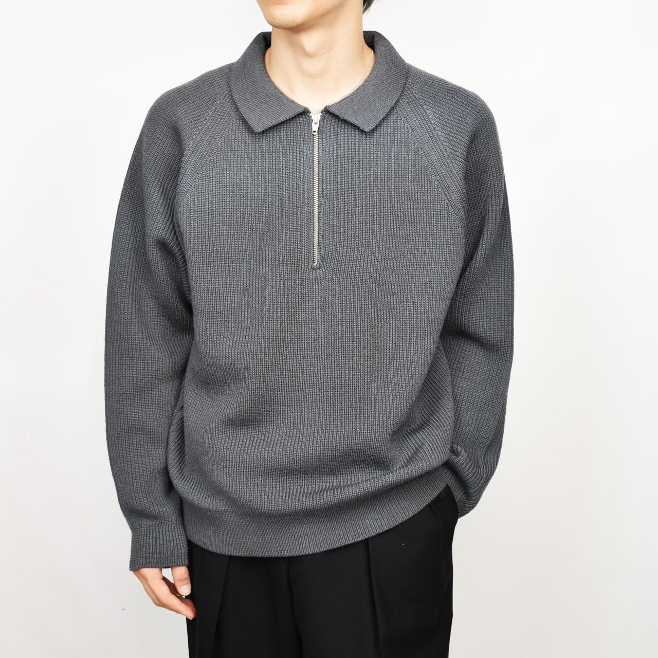 EVCON (エビコン)｜WOOL LOW GAGE HALF ZIP DARK GRAY