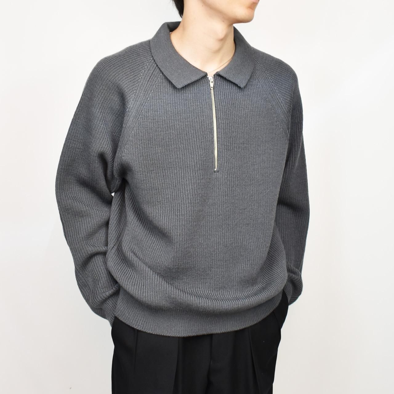 EVCON (エビコン)｜WOOL LOW GAGE HALF ZIP DARK GRAY