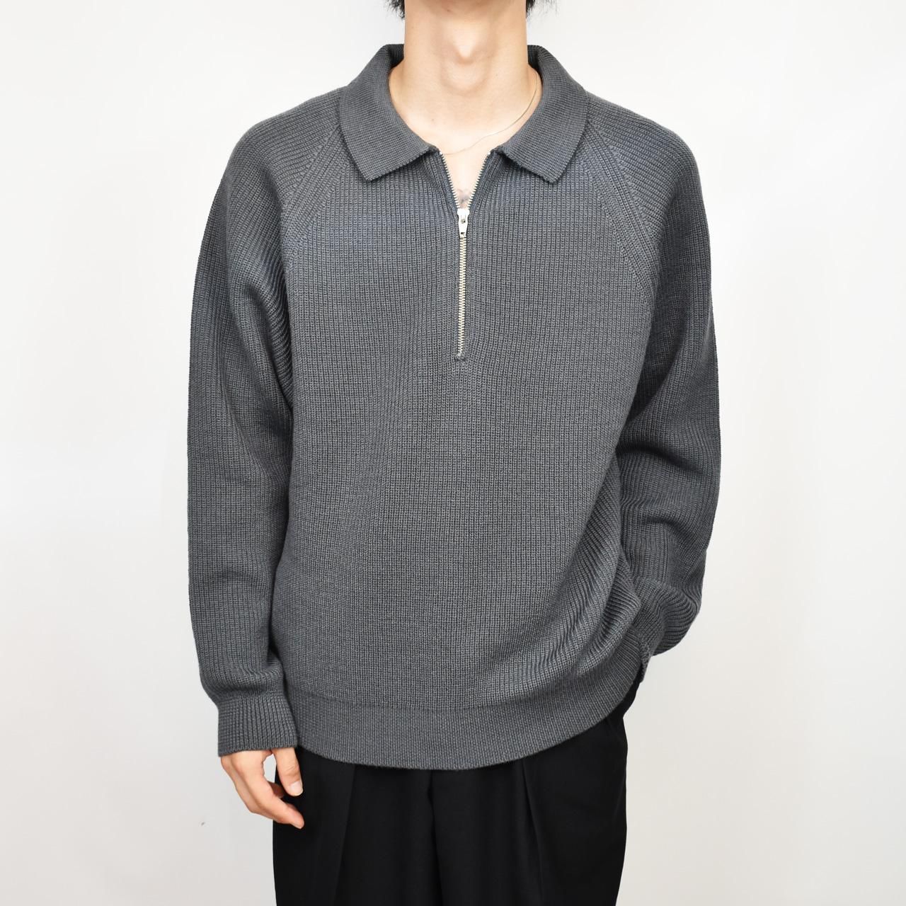 EVCON (エビコン)｜WOOL LOW GAGE HALF ZIP DARK GRAY