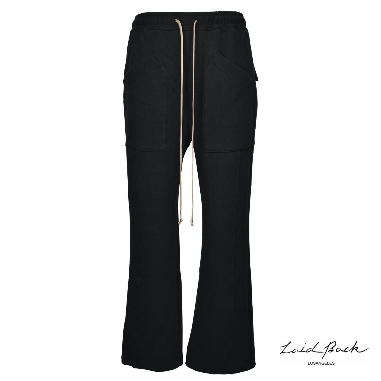 laid back BACK ZIPPED" SWEAT PANTS BLACK