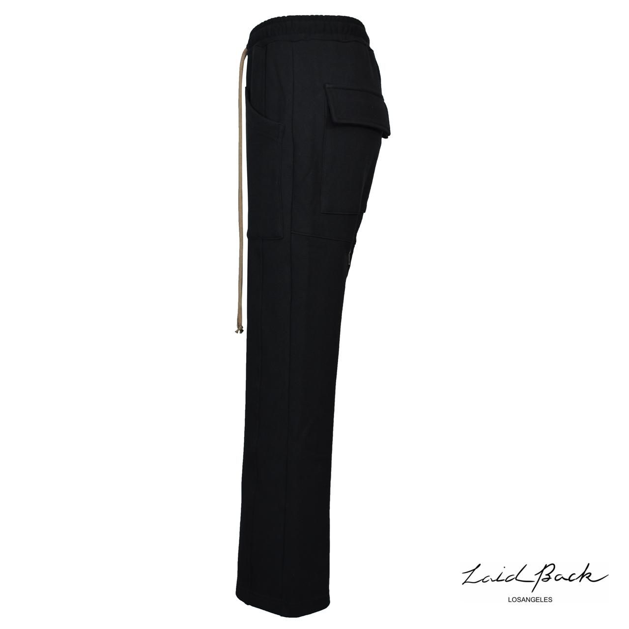 laid back BACK ZIPPED" SWEAT PANTS BLACK