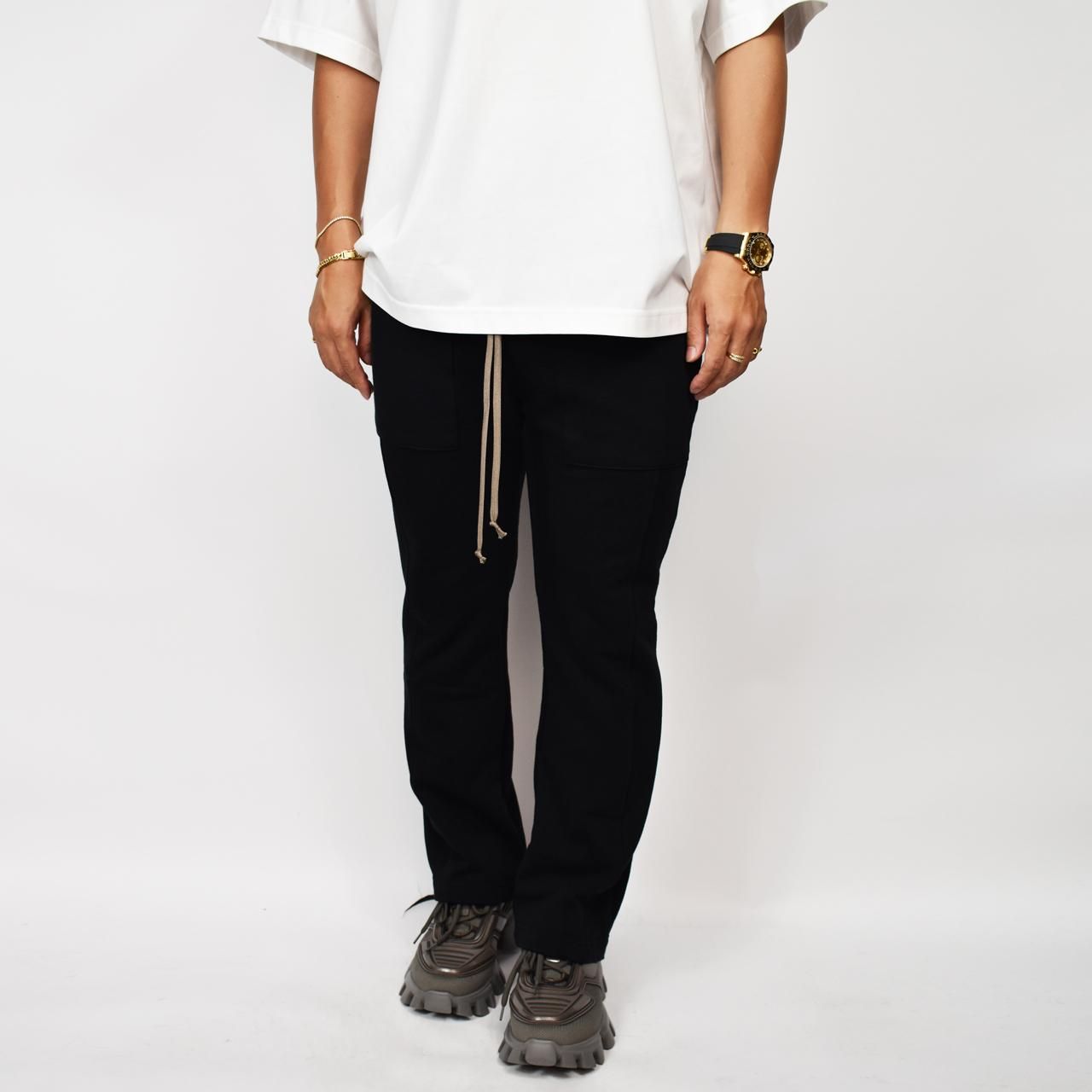 laid back BACK ZIPPED" SWEAT PANTS BLACK