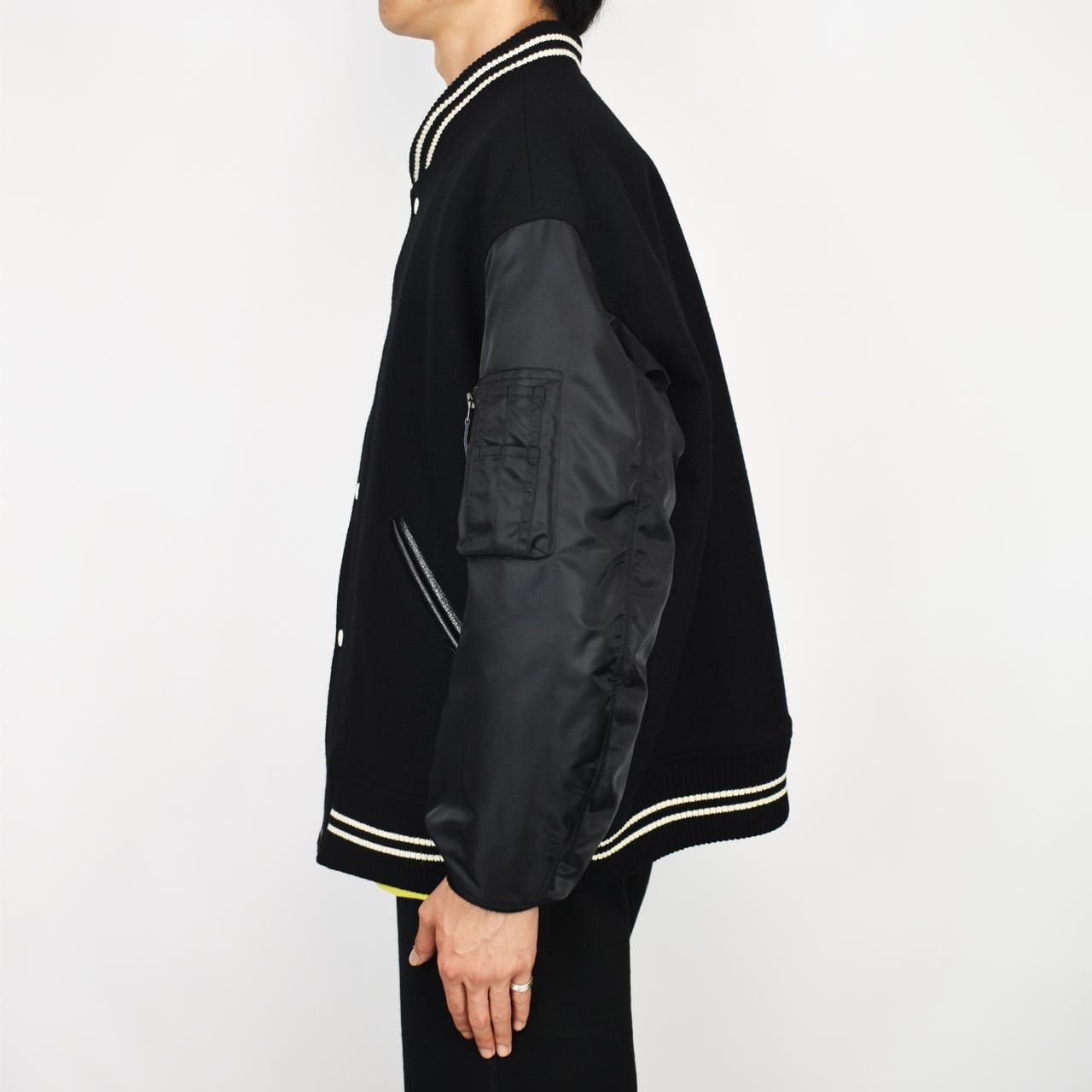 MARKAWARE (マーカウェア) 23AW/秋冬
VARSITY JACKET BLACK -ORGANIC WOOL MELTON-
