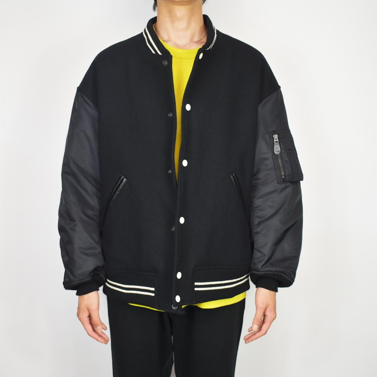 MARKAWARE (マーカウェア) 23AW/秋冬
VARSITY JACKET BLACK -ORGANIC WOOL MELTON-
