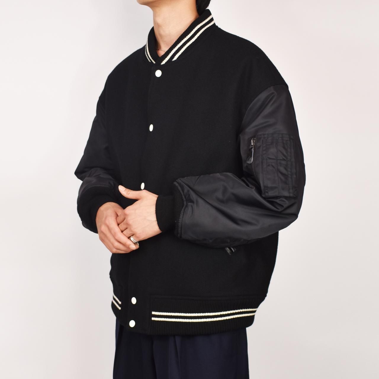 MARKAWARE (マーカウェア) 23AW/秋冬
VARSITY JACKET BLACK -ORGANIC WOOL MELTON-
