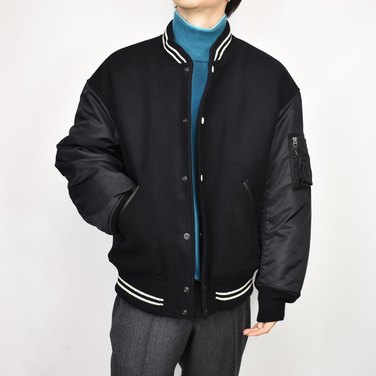 MARKAWARE (マーカウェア) 23AW/秋冬
VARSITY JACKET BLACK -ORGANIC WOOL MELTON-
