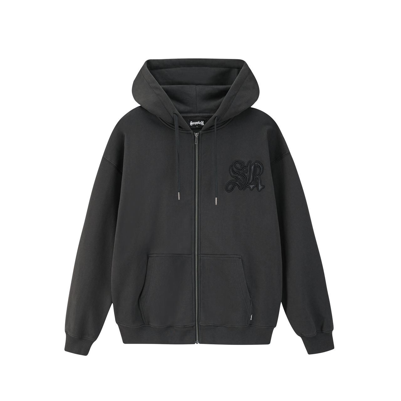 SUPPLIER/サプライヤー/Cross Leather Patch Zip Hoodie-