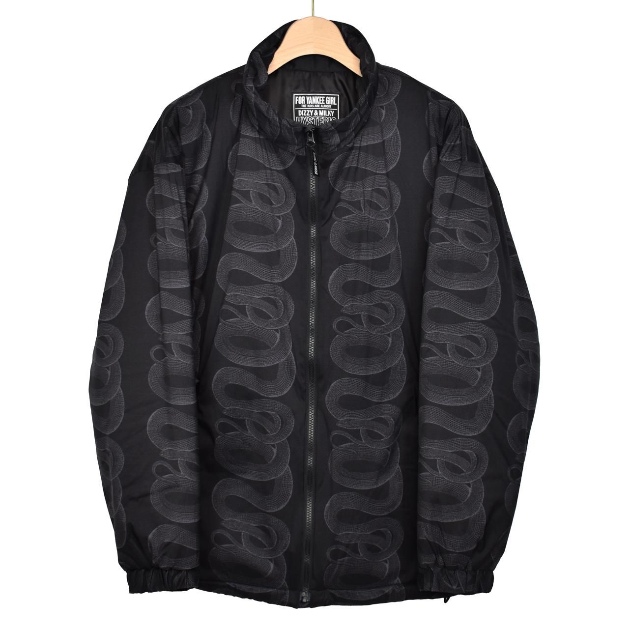 HYSTERIC GLAMOUR (ヒステリックグラマー)23FW/秋冬 SNAKE LOOP柄 スタンドカラージャケット ブラック
