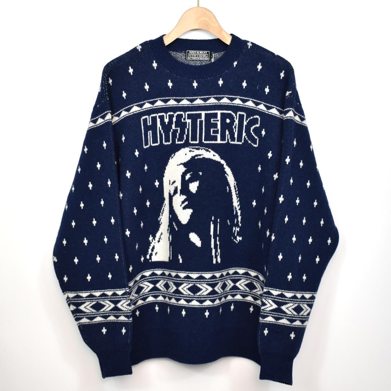 HYSTERIC GLAMOUR (ヒステリックグラマー)23FW/秋冬 HYS NORDIC ジャガードセーター ネイビー
