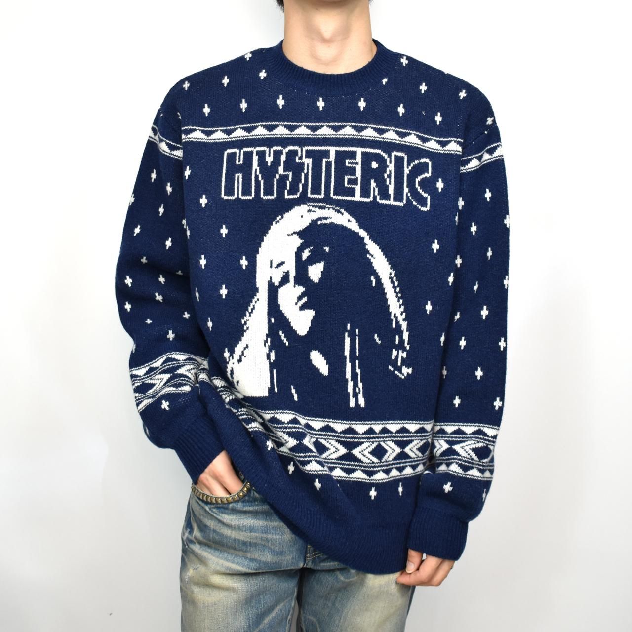 HYSTERIC GLAMOUR (ヒステリックグラマー)23FW/秋冬 HYS NORDIC ジャガードセーター ネイビー