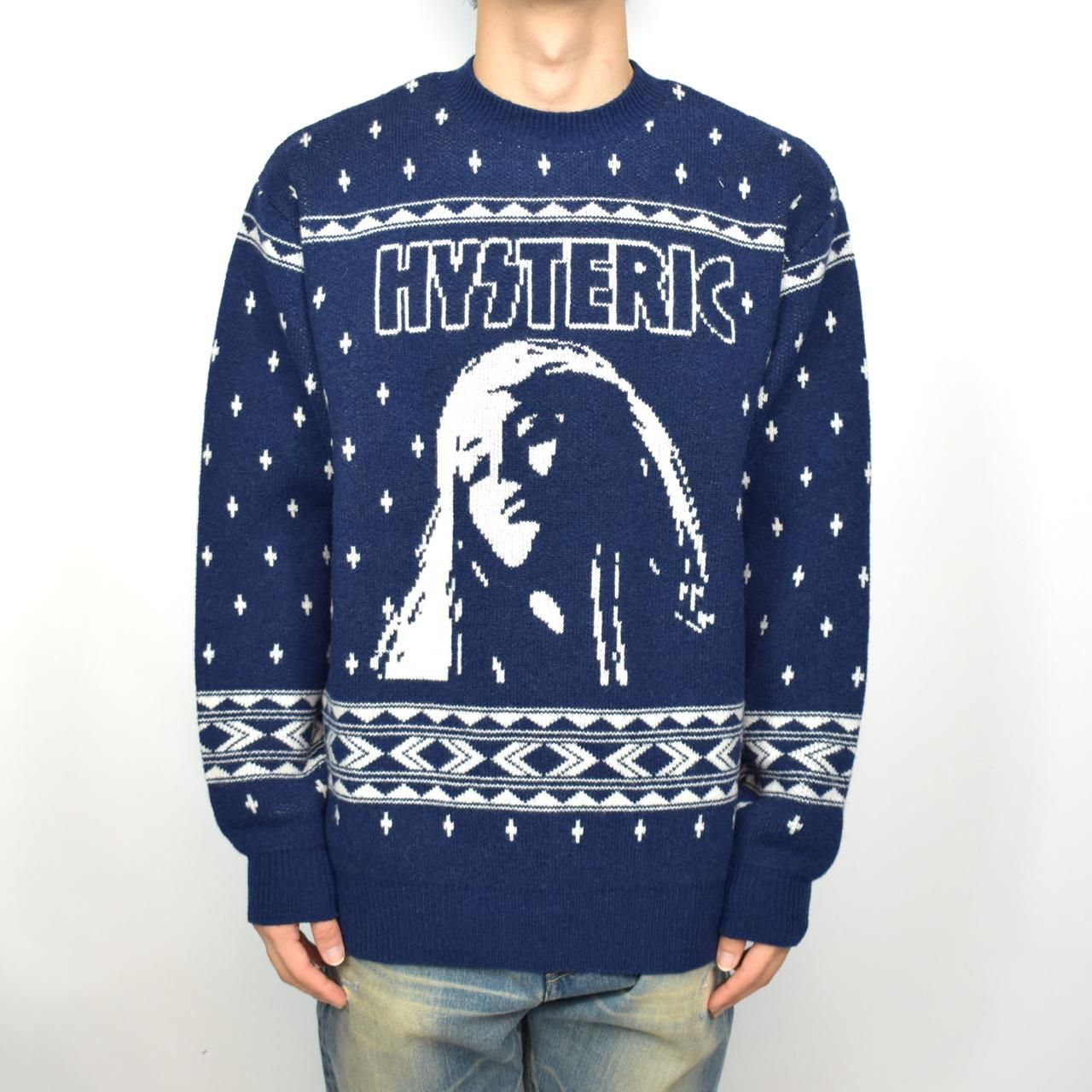 HYSTERIC GLAMOUR (ヒステリックグラマー)23FW/秋冬 HYS NORDIC ジャガードセーター ネイビー