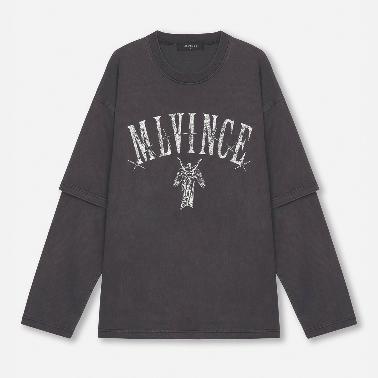 MLVINCE(メルヴィンス)｜SEVEN STARS LAYERED L/S TEE WASHED BLACK ...