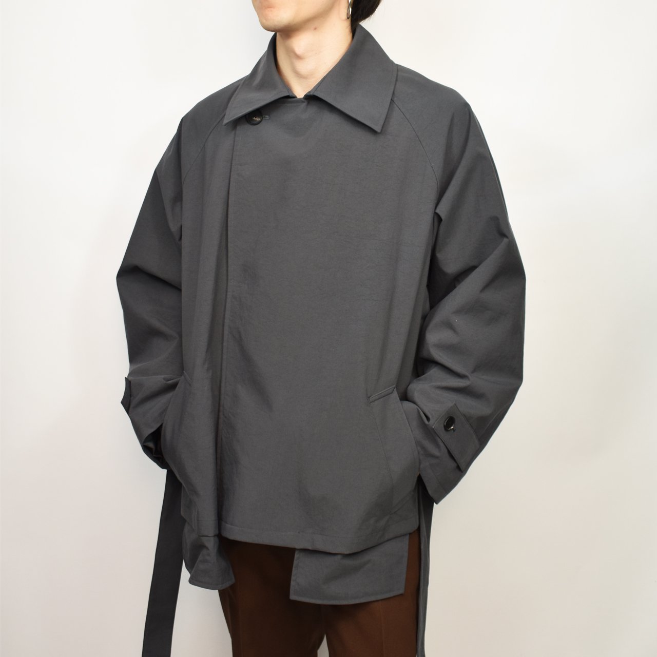 Blanc YM (֥磻)Short Trench Coat Blue Gray