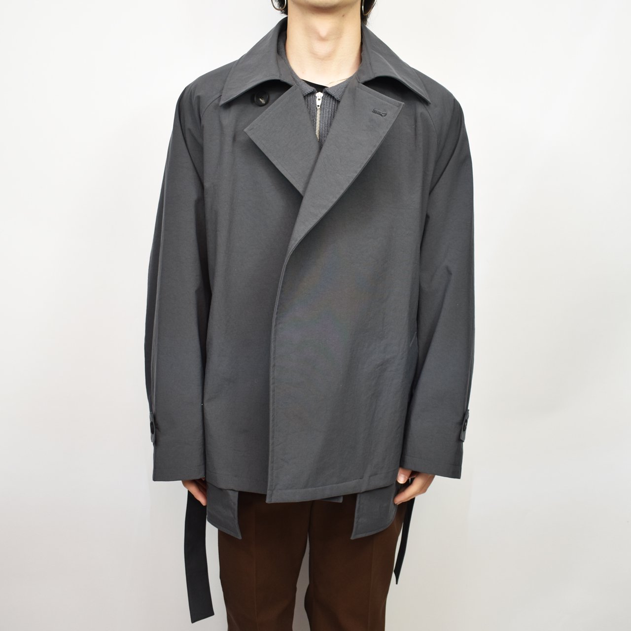 Blanc YM (֥磻)Short Trench Coat Blue Gray